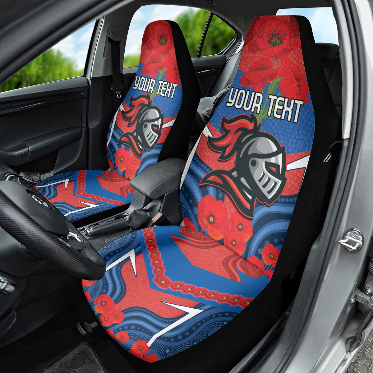 Custom Knights Rugby ANZAC Car Seat Cover Novocastrians Gallipoli Soldier With Aboriginal Art