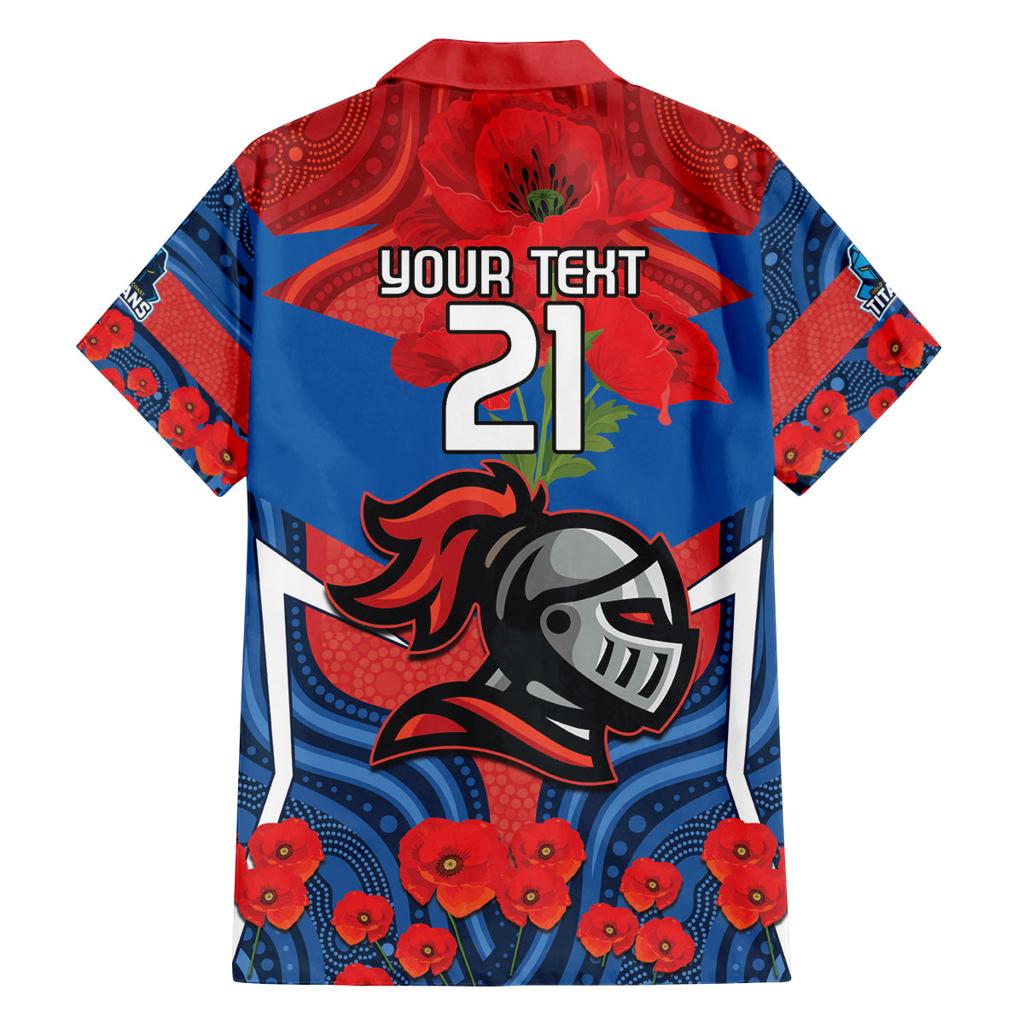 Custom Knights Rugby ANZAC Family Matching Long Sleeve Bodycon Dress and Hawaiian Shirt Novocastrians Gallipoli Soldier With Aboriginal Art