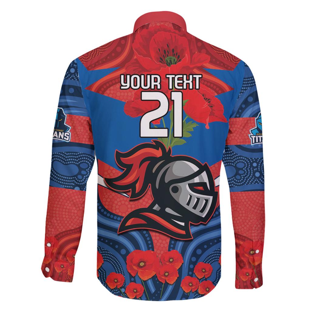 Custom Knights Rugby ANZAC Family Matching Long Sleeve Bodycon Dress and Hawaiian Shirt Novocastrians Gallipoli Soldier With Aboriginal Art