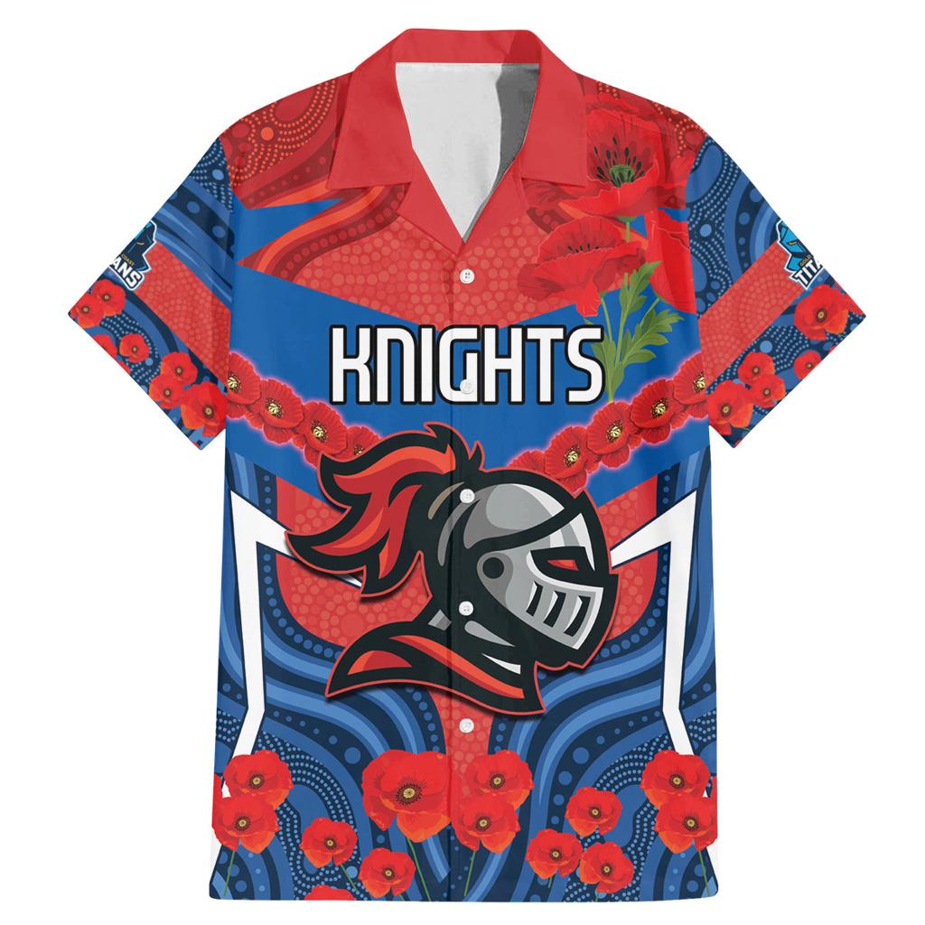 Custom Knights Rugby ANZAC Family Matching Mermaid Dress and Hawaiian Shirt Novocastrians Gallipoli Soldier With Aboriginal Art