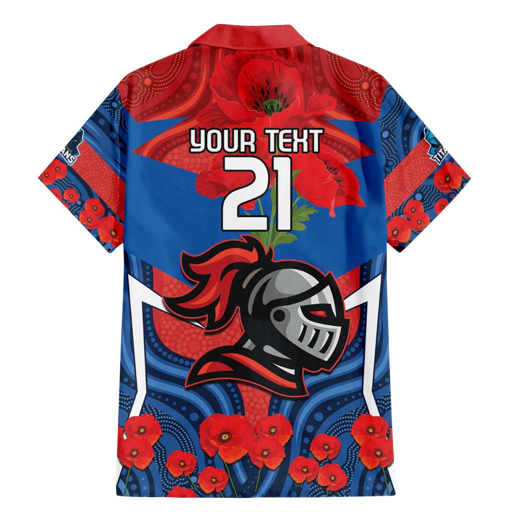 Custom Knights Rugby ANZAC Family Matching Mermaid Dress and Hawaiian Shirt Novocastrians Gallipoli Soldier With Aboriginal Art