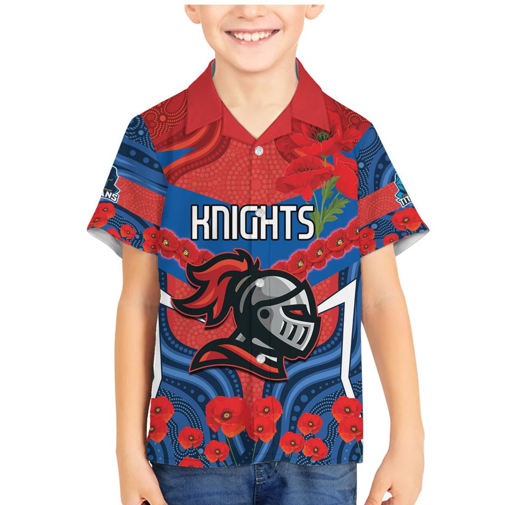 Custom Knights Rugby ANZAC Family Matching Mermaid Dress and Hawaiian Shirt Novocastrians Gallipoli Soldier With Aboriginal Art