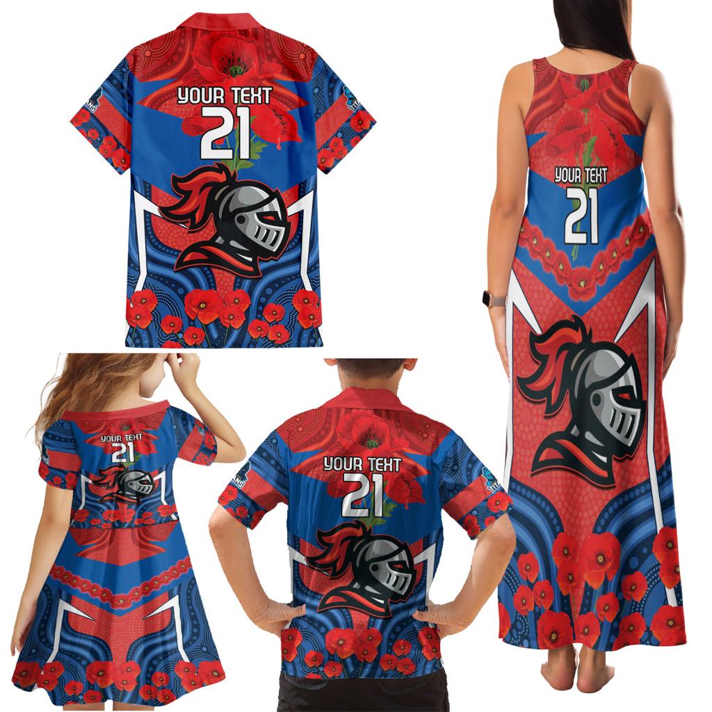 Custom Knights Rugby ANZAC Family Matching Tank Maxi Dress and Hawaiian Shirt Novocastrians Gallipoli Soldier With Aboriginal Art