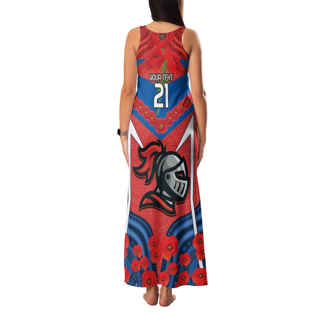 Custom Knights Rugby ANZAC Family Matching Tank Maxi Dress and Hawaiian Shirt Novocastrians Gallipoli Soldier With Aboriginal Art