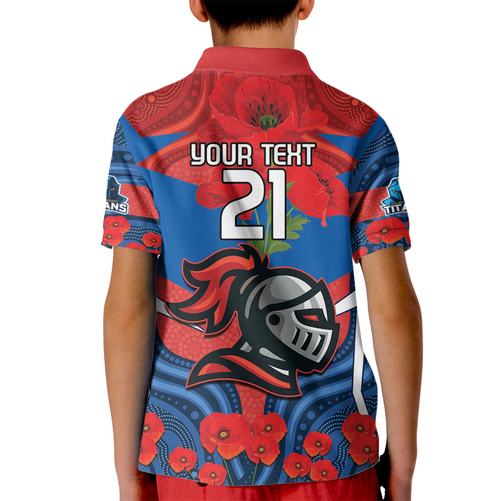 Custom Knights Rugby ANZAC Kid Polo Shirt Novocastrians Gallipoli Soldier With Aboriginal Art