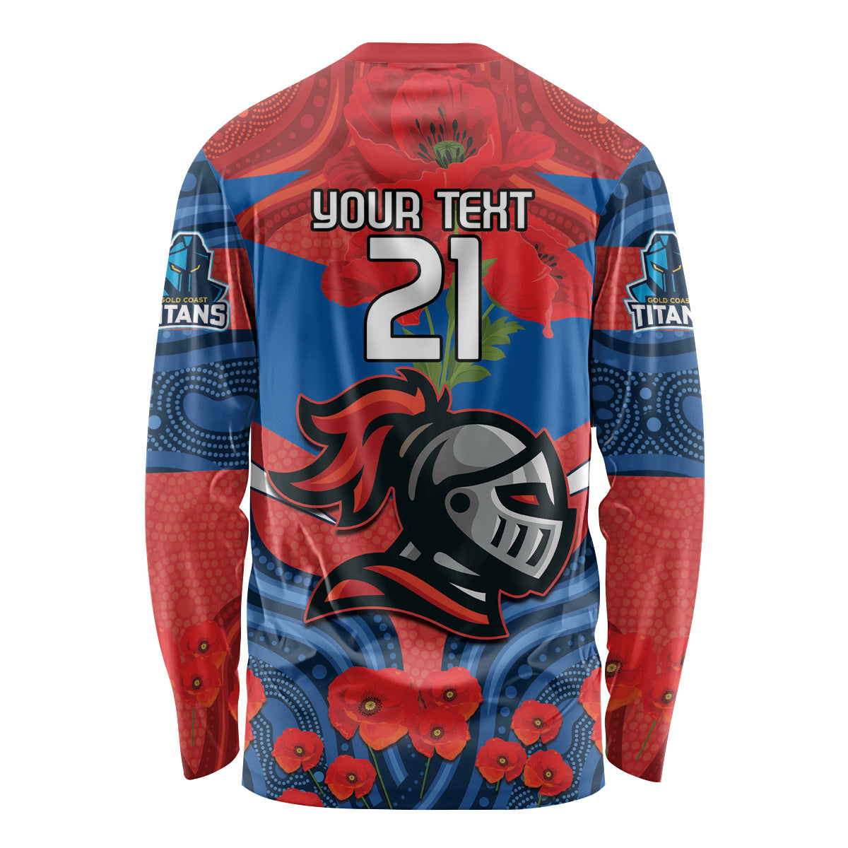 Custom Knights Rugby ANZAC Long Sleeve Shirt Novocastrians Gallipoli Soldier With Aboriginal Art