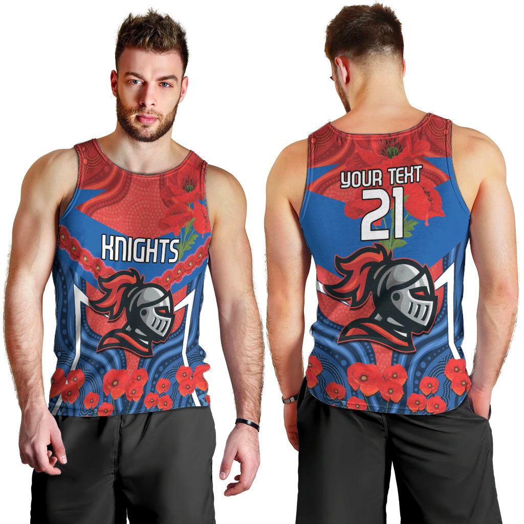 Custom Knights Rugby ANZAC Men Tank Top Novocastrians Gallipoli Soldier With Aboriginal Art