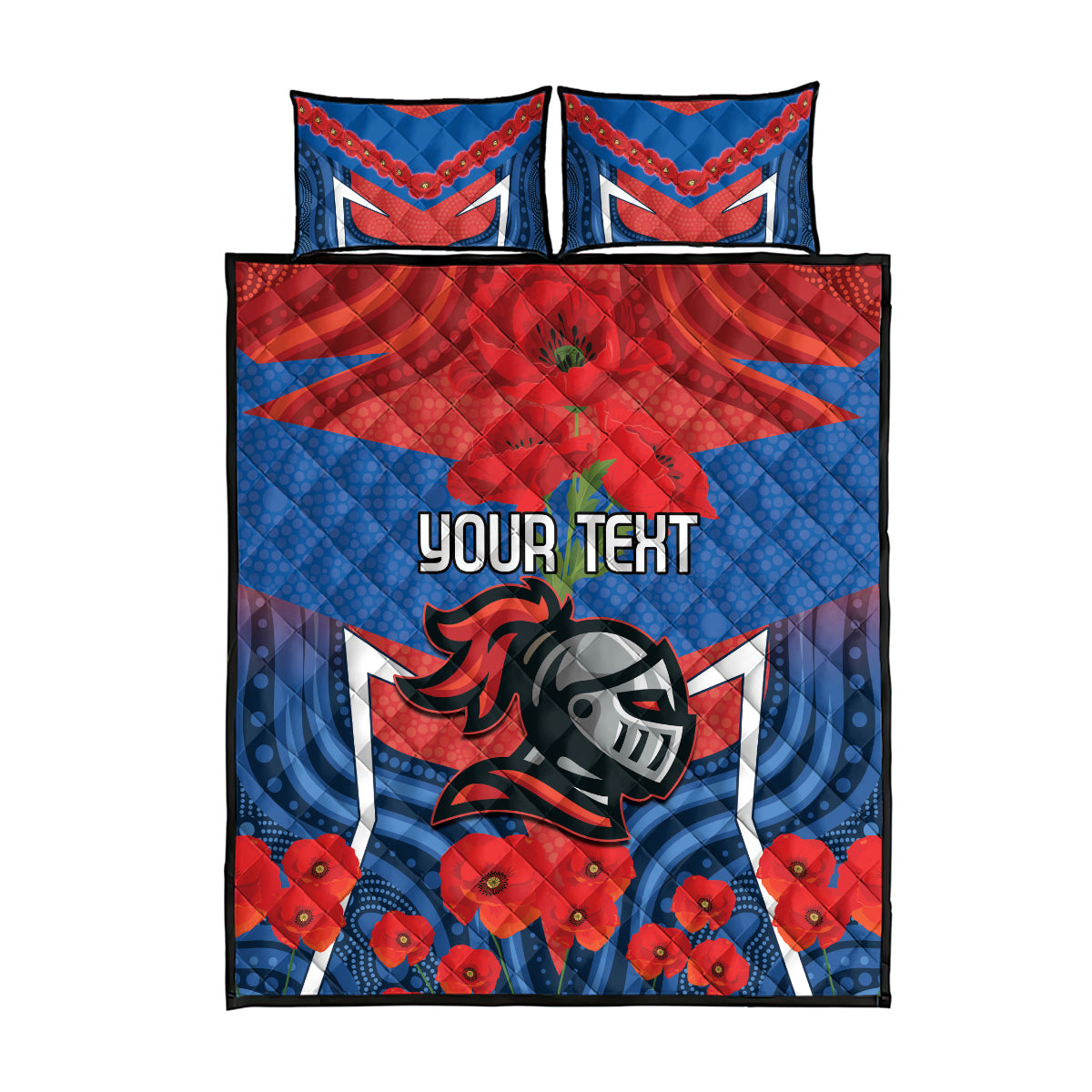 Custom Knights Rugby ANZAC Quilt Bed Set Novocastrians Gallipoli Soldier With Aboriginal Art