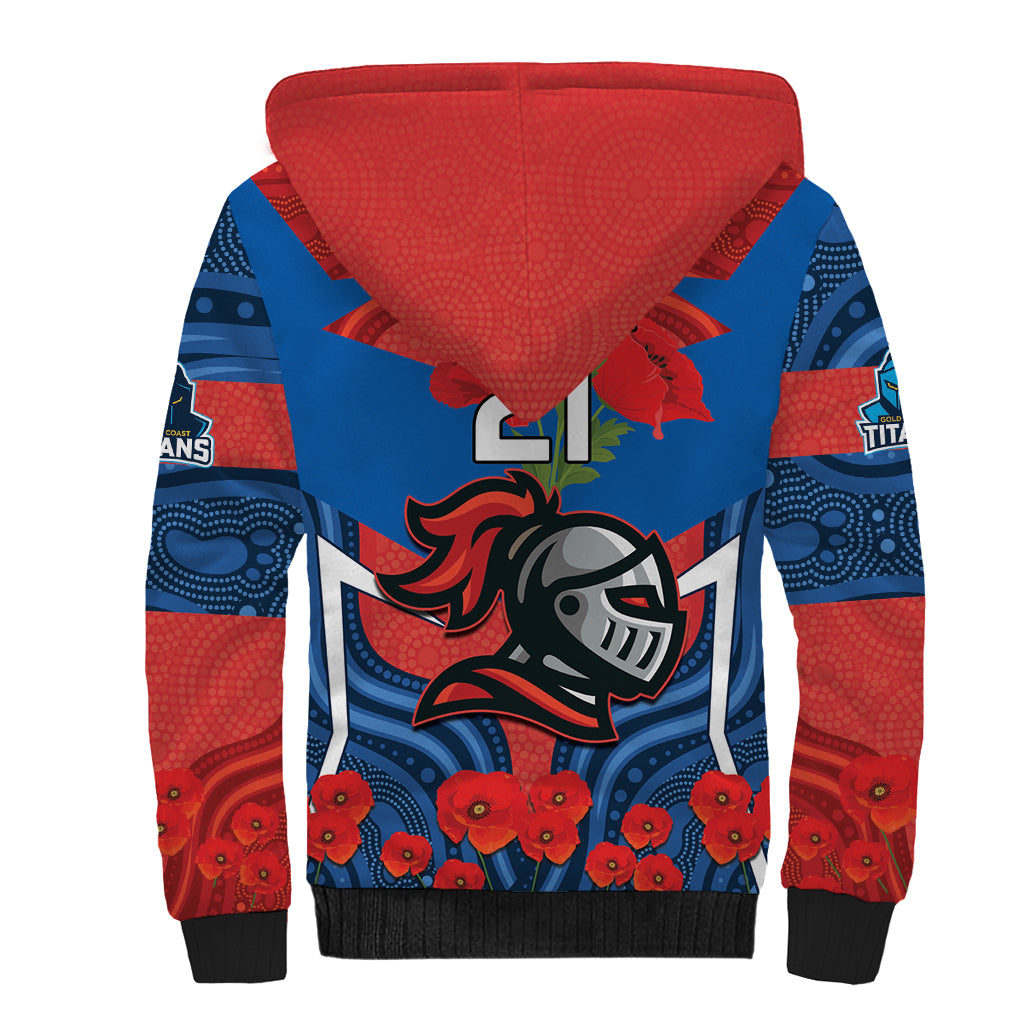 Custom Knights Rugby ANZAC Sherpa Hoodie Novocastrians Gallipoli Soldier With Aboriginal Art