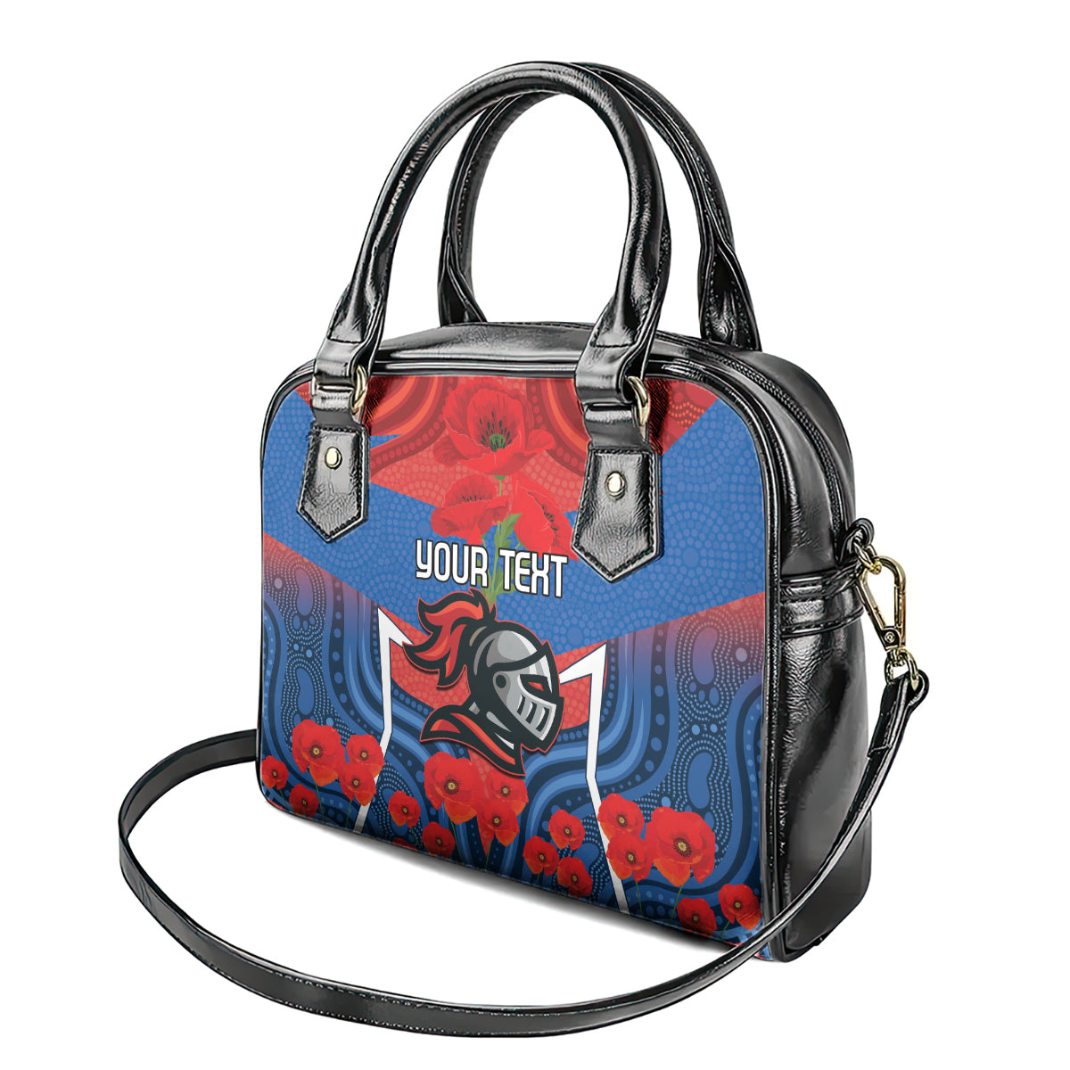 Custom Knights Rugby ANZAC Shoulder Handbag Novocastrians Gallipoli Soldier With Aboriginal Art