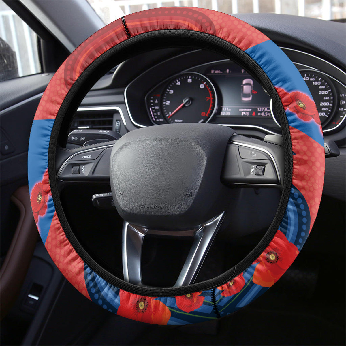 Custom Knights Rugby ANZAC Steering Wheel Cover Novocastrians Gallipoli Soldier With Aboriginal Art