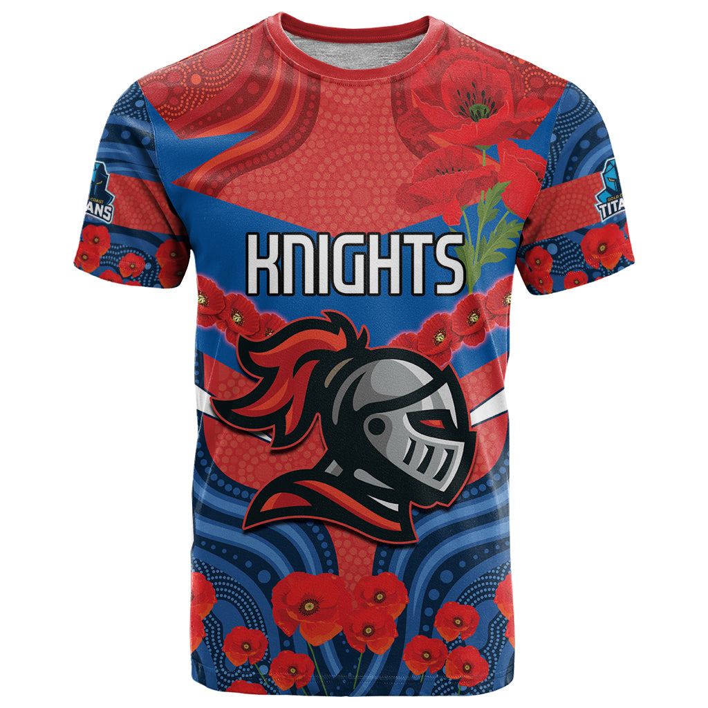 Custom Knights Rugby ANZAC T Shirt Novocastrians Gallipoli Soldier With Aboriginal Art