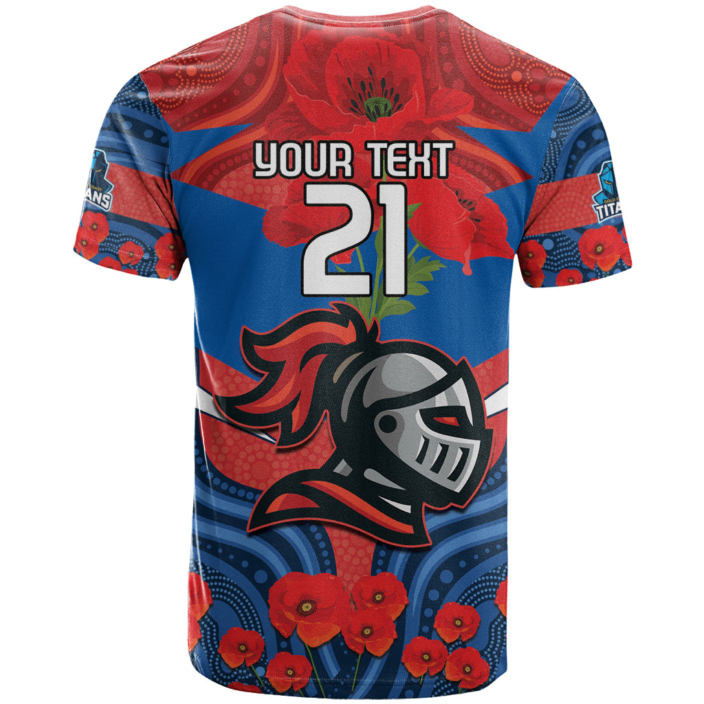 Custom Knights Rugby ANZAC T Shirt Novocastrians Gallipoli Soldier With Aboriginal Art