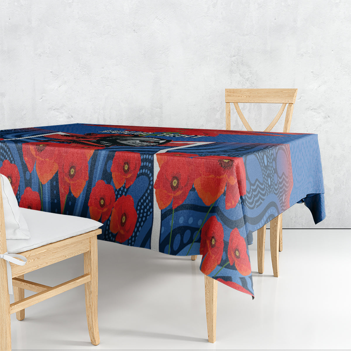 Custom Knights Rugby ANZAC Tablecloth Novocastrians Gallipoli Soldier With Aboriginal Art