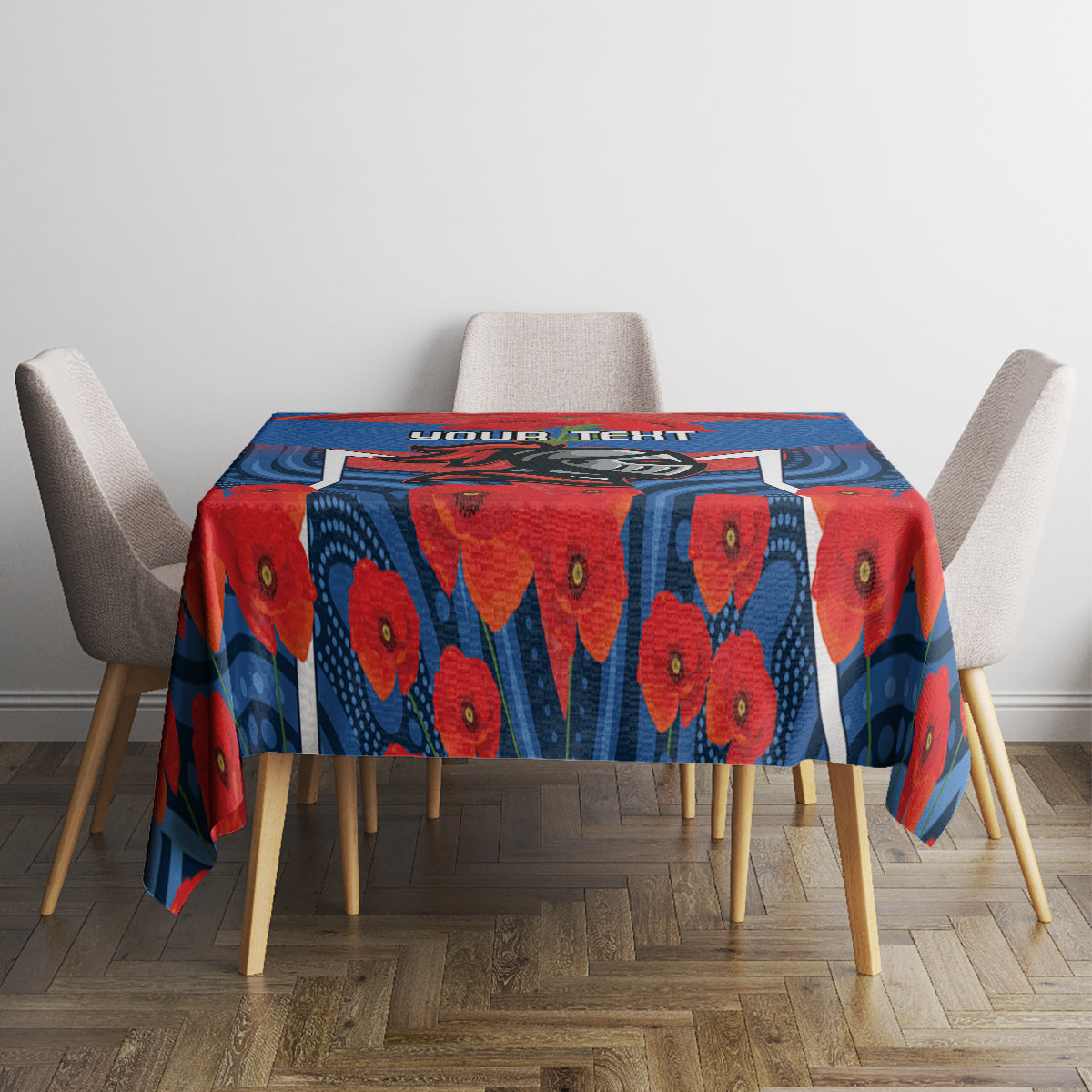 Custom Knights Rugby ANZAC Tablecloth Novocastrians Gallipoli Soldier With Aboriginal Art