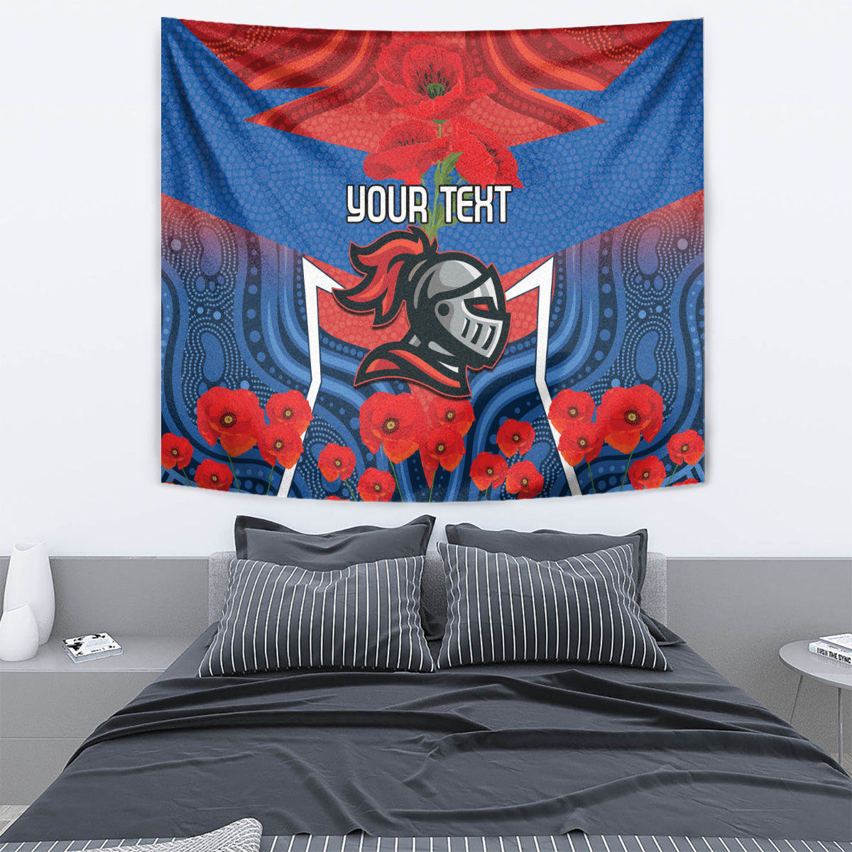 Custom Knights Rugby ANZAC Tapestry Novocastrians Gallipoli Soldier With Aboriginal Art