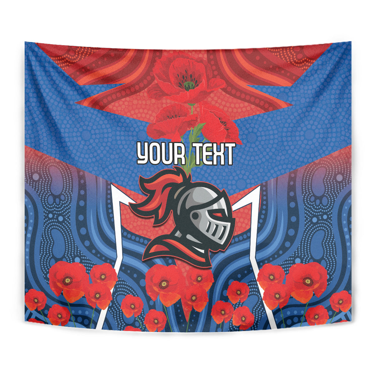 Custom Knights Rugby ANZAC Tapestry Novocastrians Gallipoli Soldier With Aboriginal Art