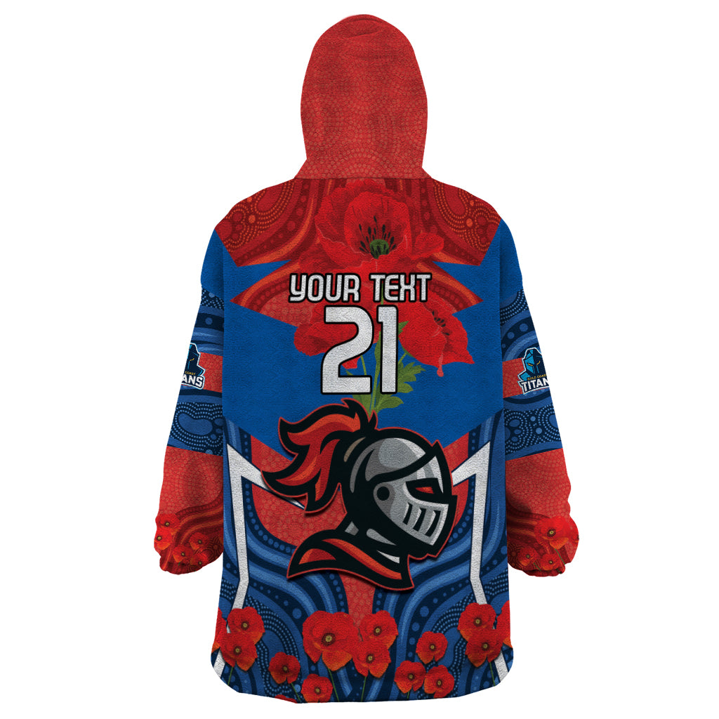 Custom Knights Rugby ANZAC Wearable Blanket Hoodie Novocastrians Gallipoli Soldier With Aboriginal Art