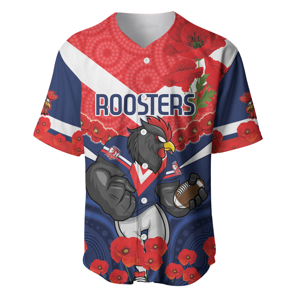 Custom Roosters Rugby ANZAC Baseball Jersey Sydney Gallipoli Soldier With Aboriginal Art