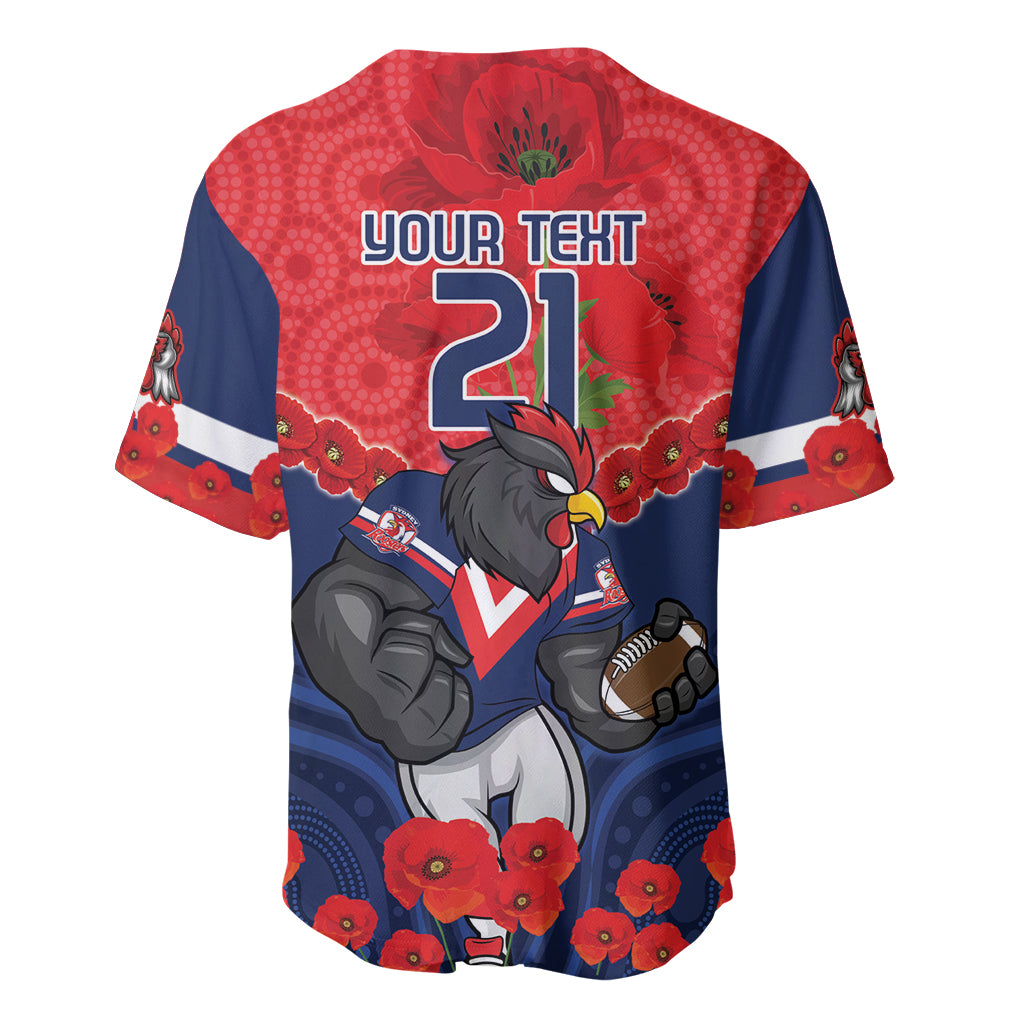 Custom Roosters Rugby ANZAC Baseball Jersey Sydney Gallipoli Soldier With Aboriginal Art