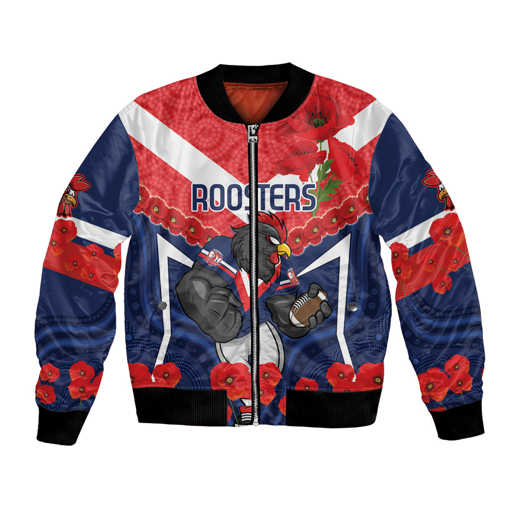 Custom Roosters Rugby ANZAC Bomber Jacket Sydney Gallipoli Soldier With Aboriginal Art