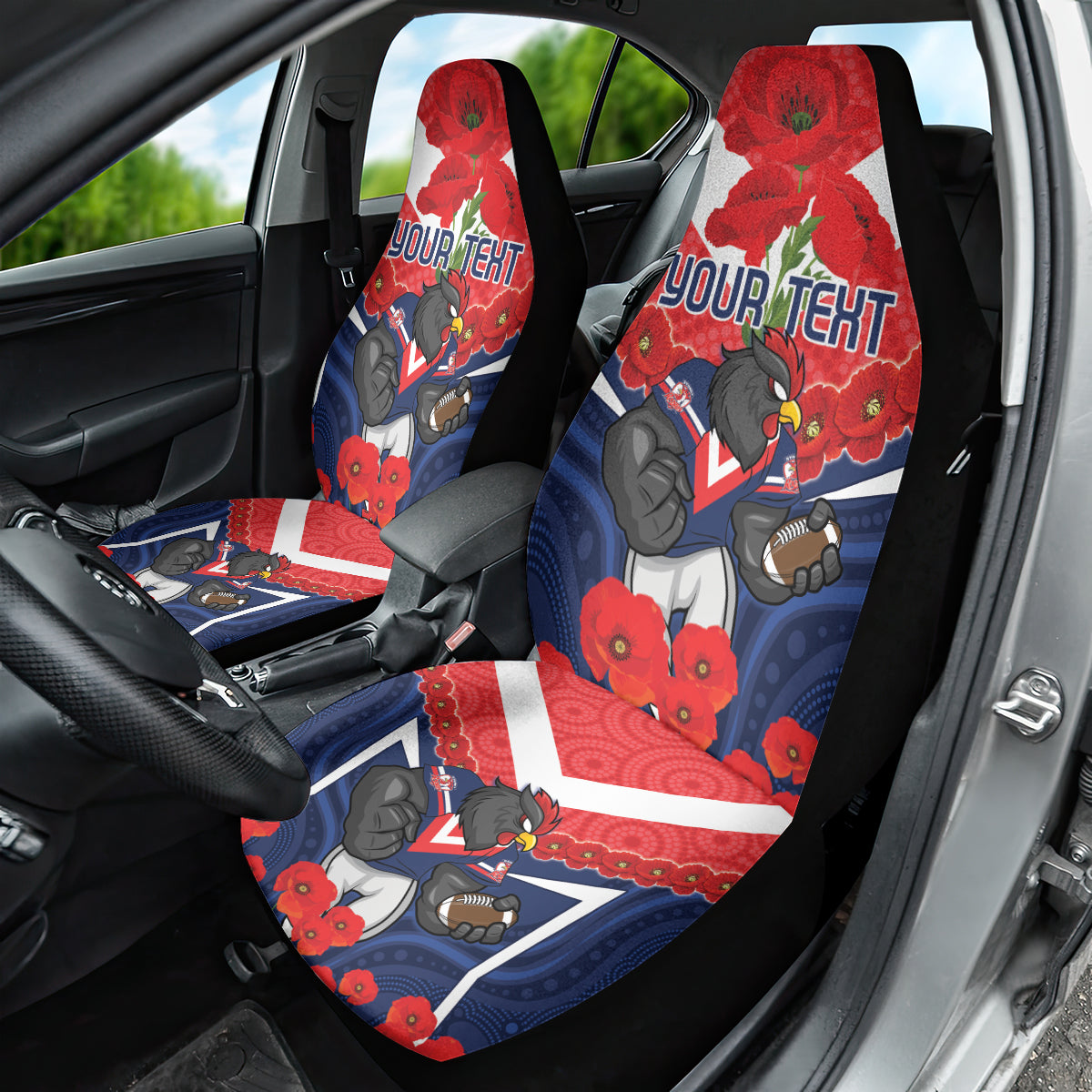 Custom Roosters Rugby ANZAC Car Seat Cover Sydney Gallipoli Soldier With Aboriginal Art