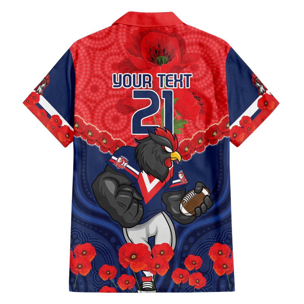 Custom Roosters Rugby ANZAC Family Matching Long Sleeve Bodycon Dress and Hawaiian Shirt Sydney Gallipoli Soldier With Aboriginal Art