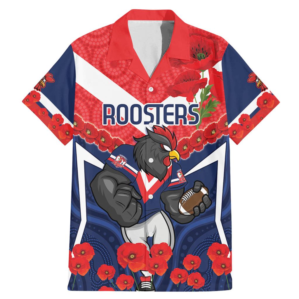 Custom Roosters Rugby ANZAC Family Matching Mermaid Dress and Hawaiian Shirt Sydney Gallipoli Soldier With Aboriginal Art