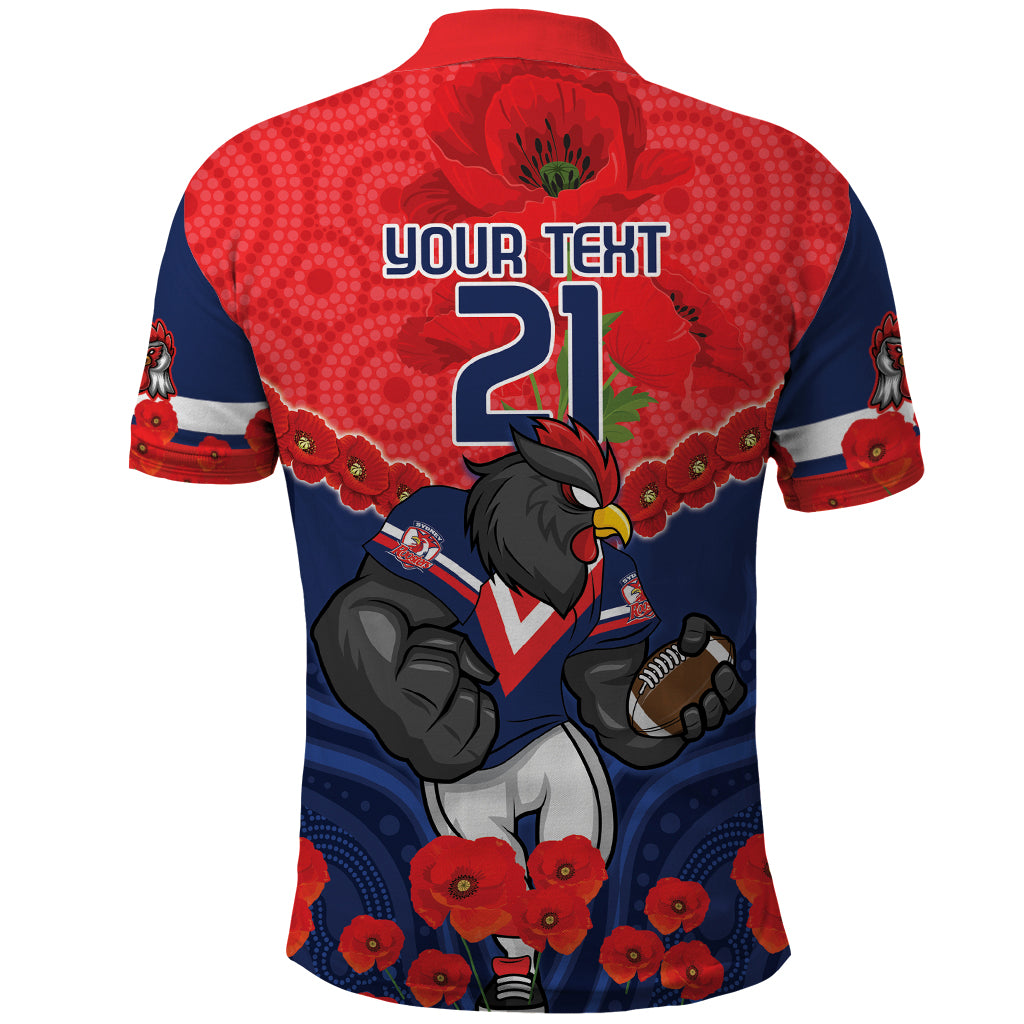 Custom Roosters Rugby ANZAC Polo Shirt Sydney Gallipoli Soldier With Aboriginal Art