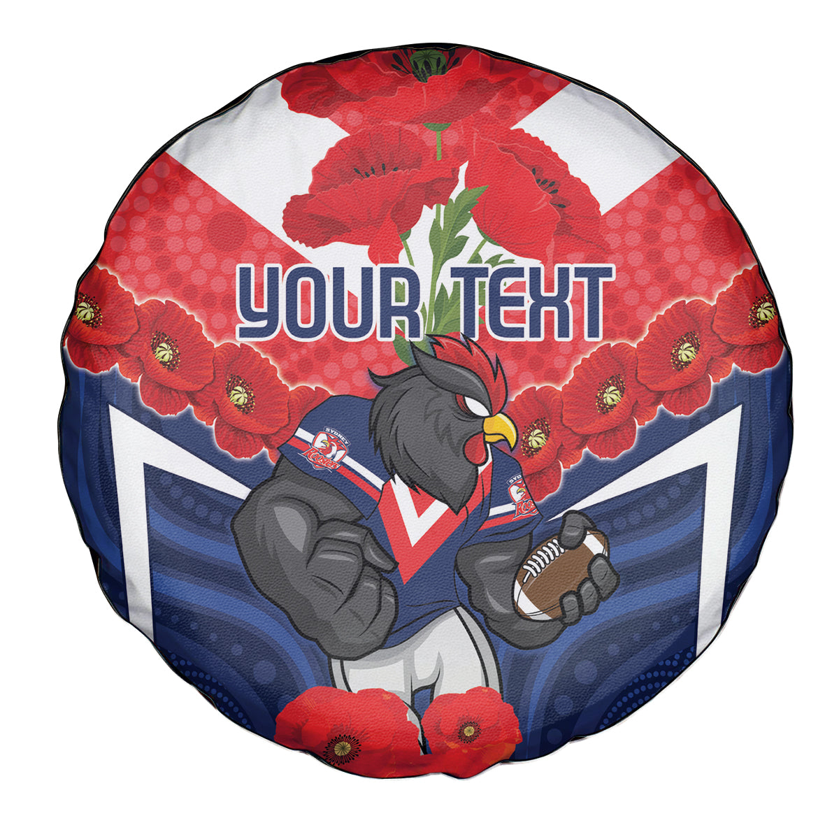 Custom Roosters Rugby ANZAC Spare Tire Cover Sydney Gallipoli Soldier With Aboriginal Art