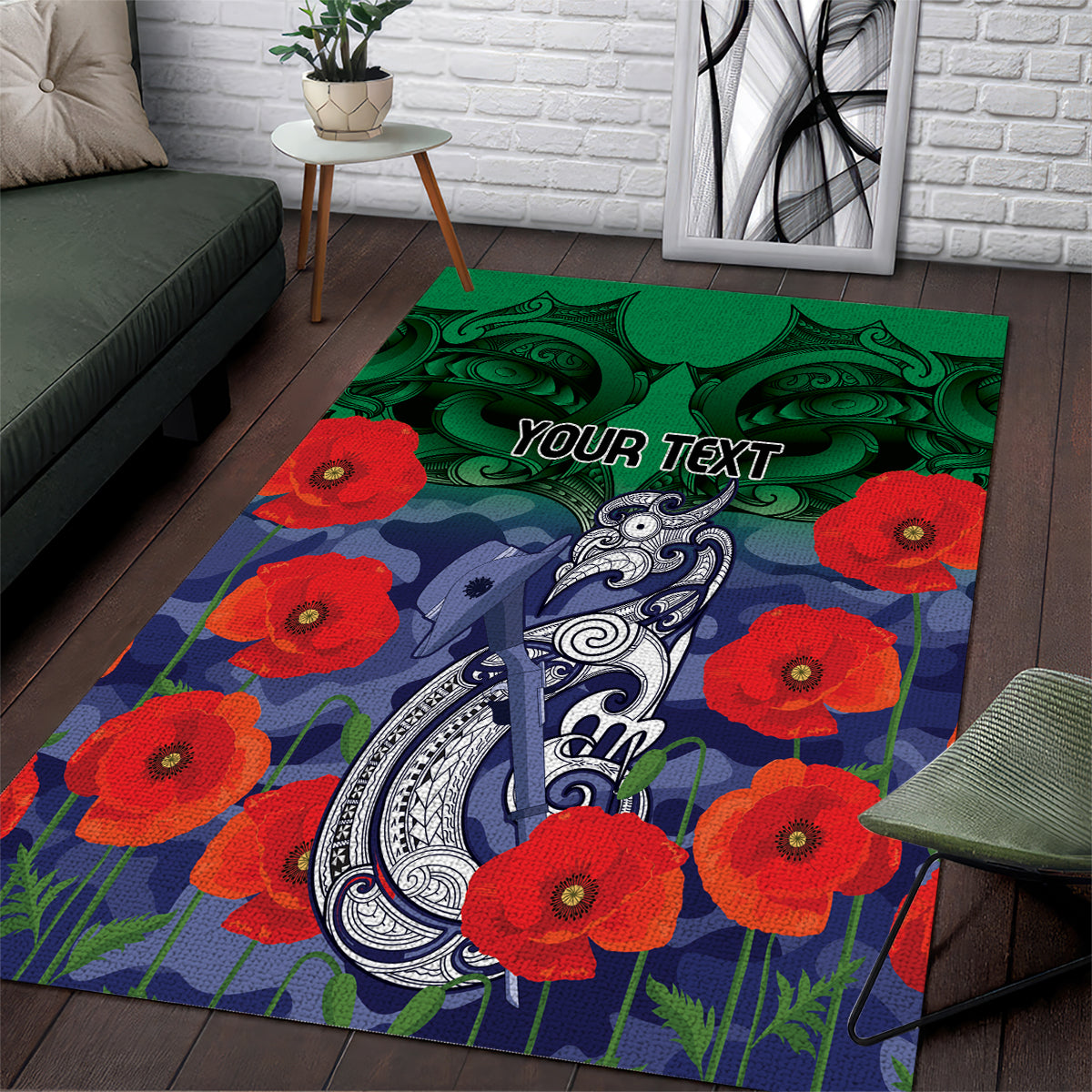 Custom Warriors Rugby ANZAC Area Rug Gallipoli Soldier With Aboriginal Art