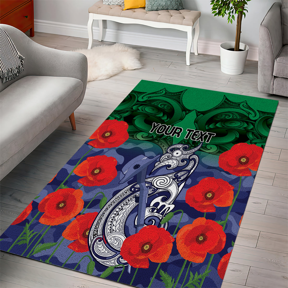 Custom Warriors Rugby ANZAC Area Rug Gallipoli Soldier With Aboriginal Art