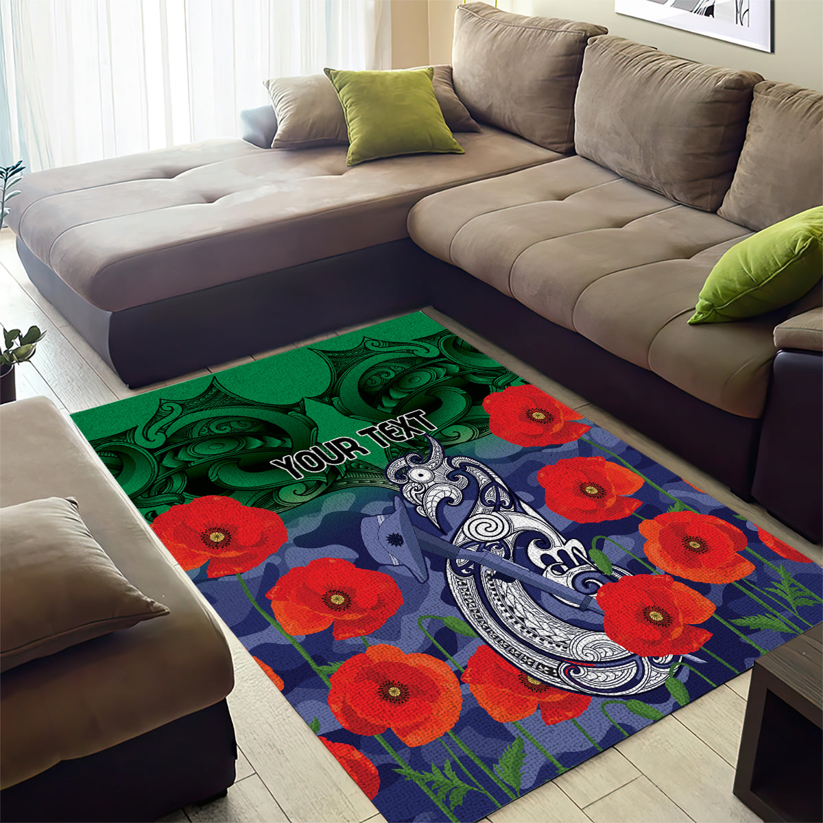 Custom Warriors Rugby ANZAC Area Rug Gallipoli Soldier With Aboriginal Art