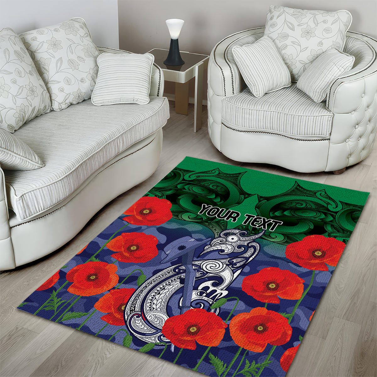 Custom Warriors Rugby ANZAC Area Rug Gallipoli Soldier With Aboriginal Art