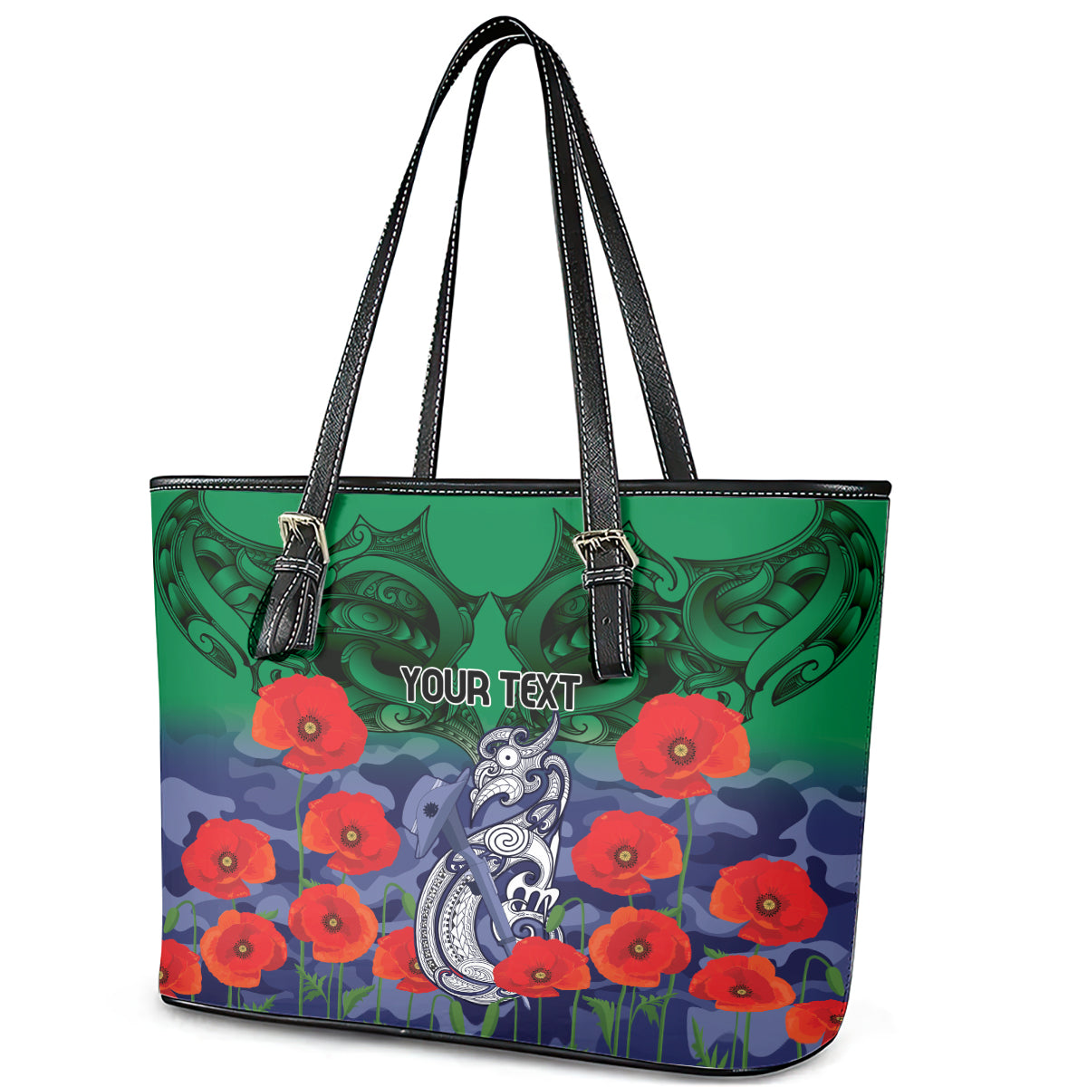 Custom Warriors Rugby ANZAC Leather Tote Bag Gallipoli Soldier With Aboriginal Art