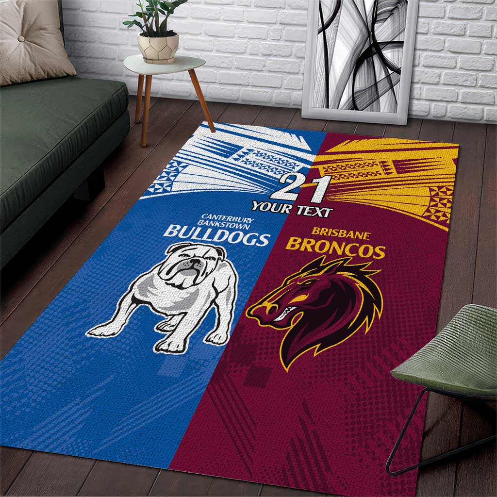 Custom Broncos-Bulldogs Area Rug NRL Tribal Half Style