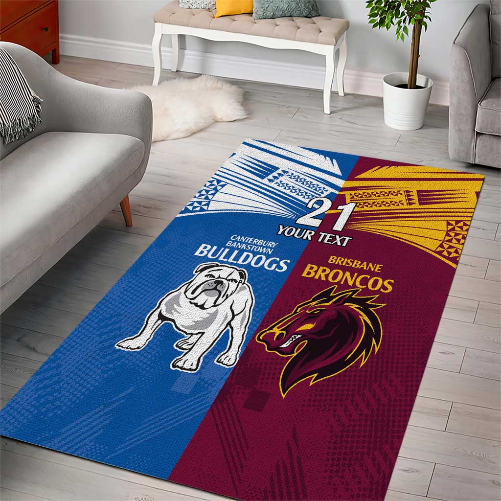 Custom Broncos-Bulldogs Area Rug NRL Tribal Half Style