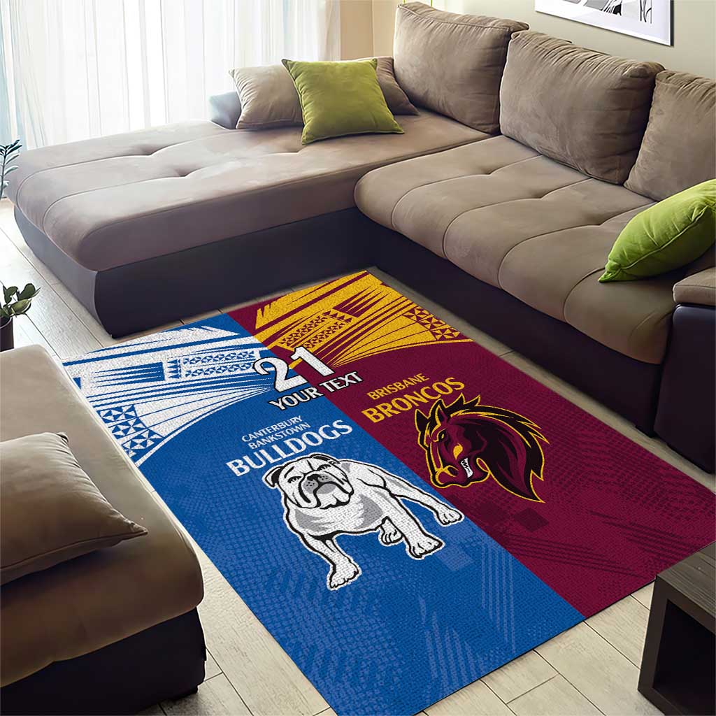 Custom Broncos-Bulldogs Area Rug NRL Tribal Half Style