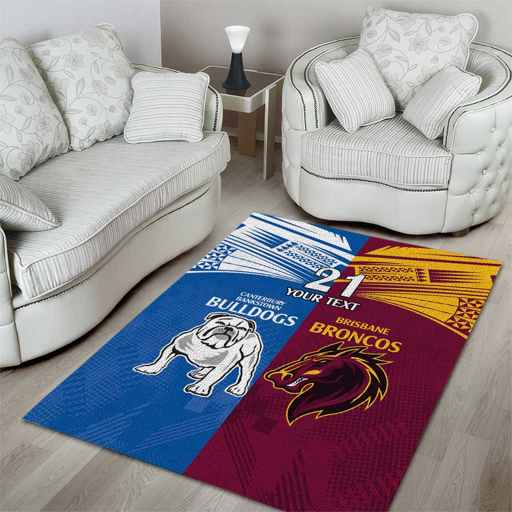 Custom Broncos-Bulldogs Area Rug NRL Tribal Half Style