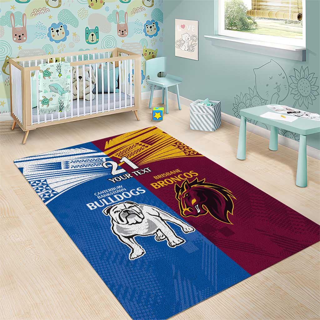 Custom Broncos-Bulldogs Area Rug NRL Tribal Half Style