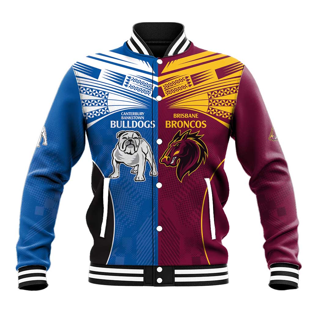 Custom Broncos-Bulldogs Baseball Jacket NRL Tribal Half Style