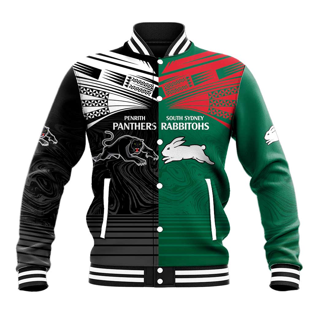 Custom Rabbitohs-Panthers Baseball Jacket NRL Tribal Half Style