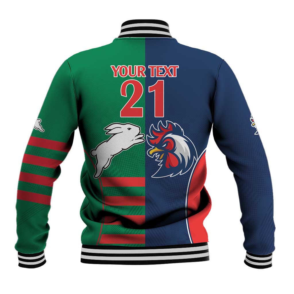 Custom Roosters-Rabbitohs Baseball Jacket NRL Tribal Half Style