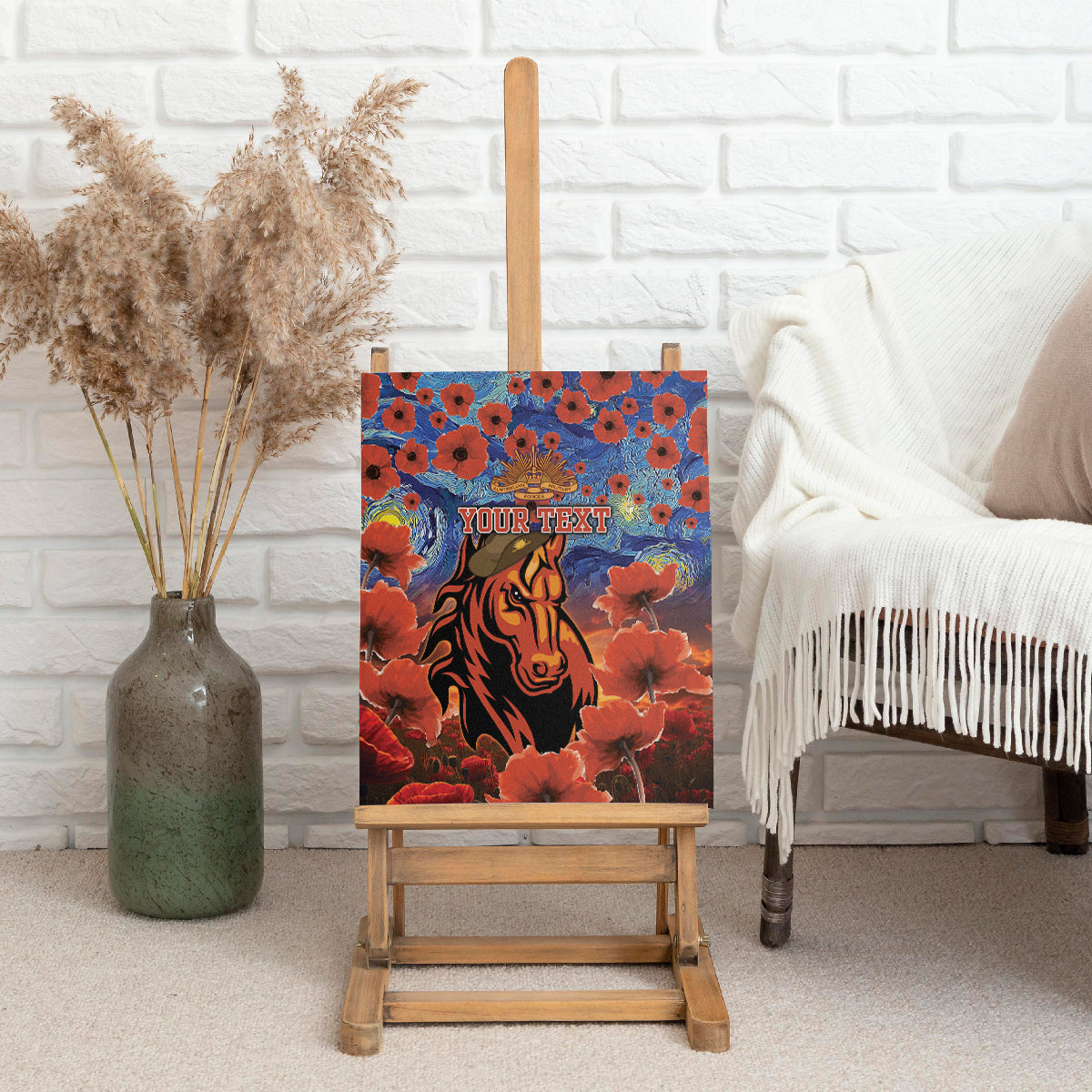 Personalised Broncos Rugby ANZAC Canvas Wall Art Starry Night and Field of Poppies