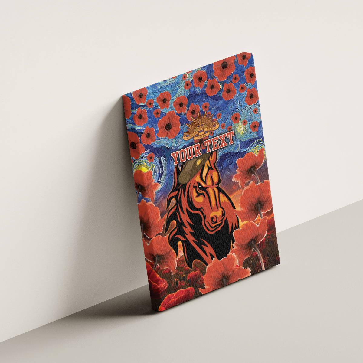 Personalised Broncos Rugby ANZAC Canvas Wall Art Starry Night and Field of Poppies