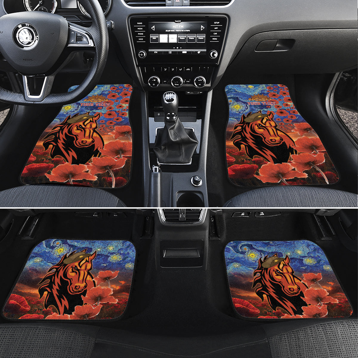 Personalised Broncos Rugby ANZAC Car Mats Starry Night and Field of Poppies