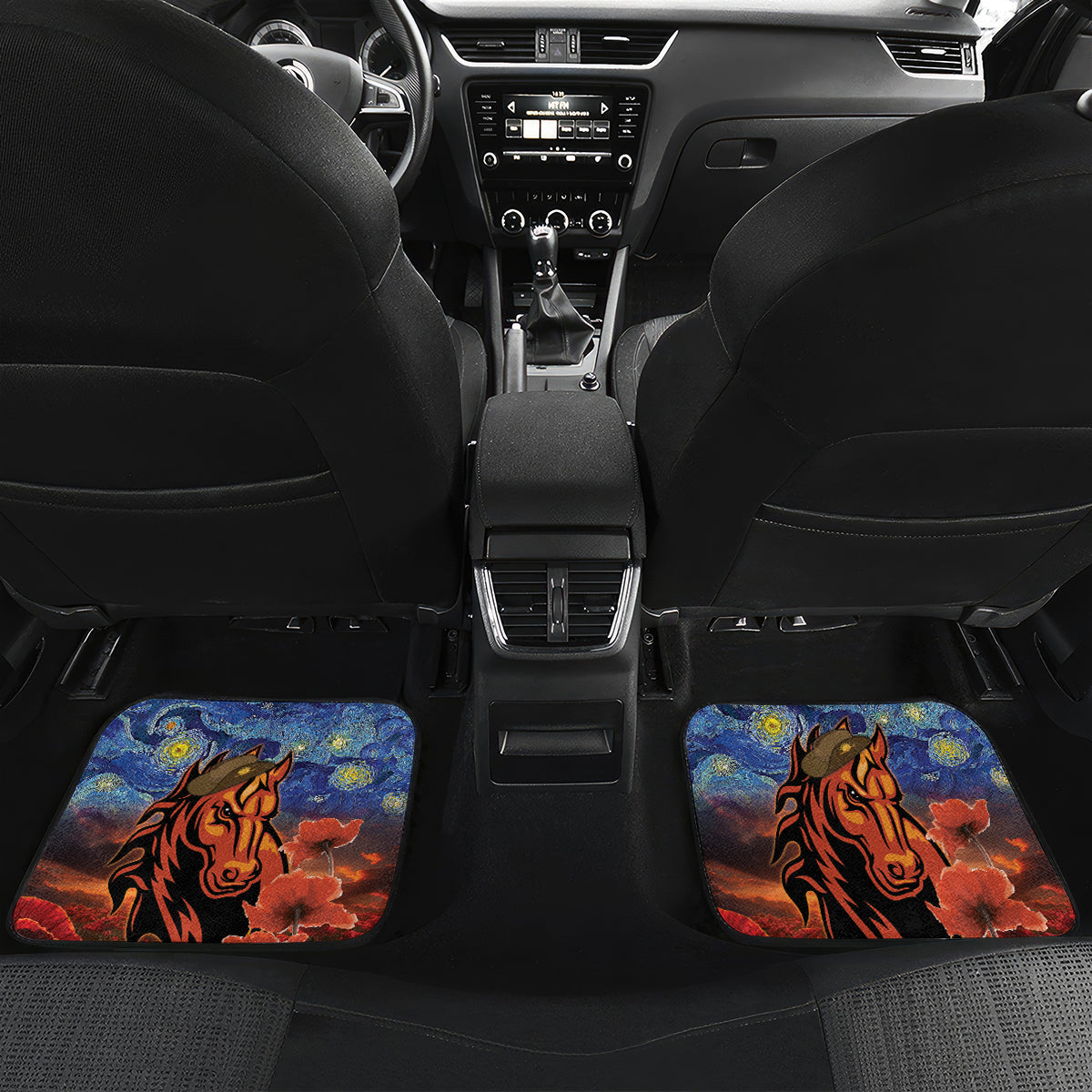 Personalised Broncos Rugby ANZAC Car Mats Starry Night and Field of Poppies