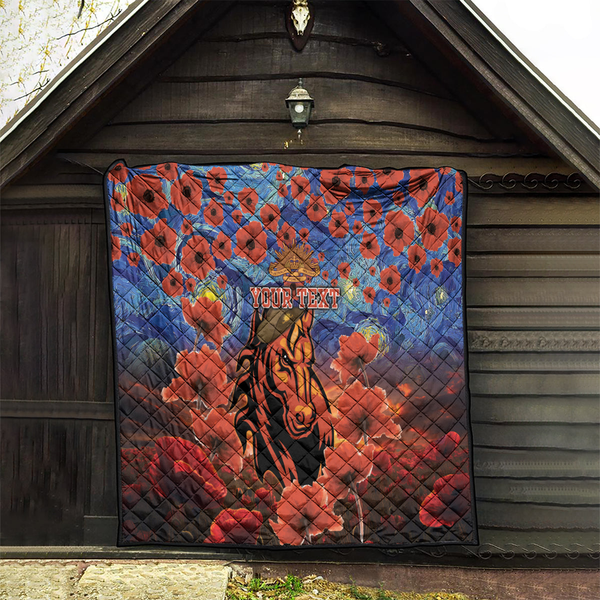 Personalised Broncos Rugby ANZAC Quilt Starry Night and Field of Poppies