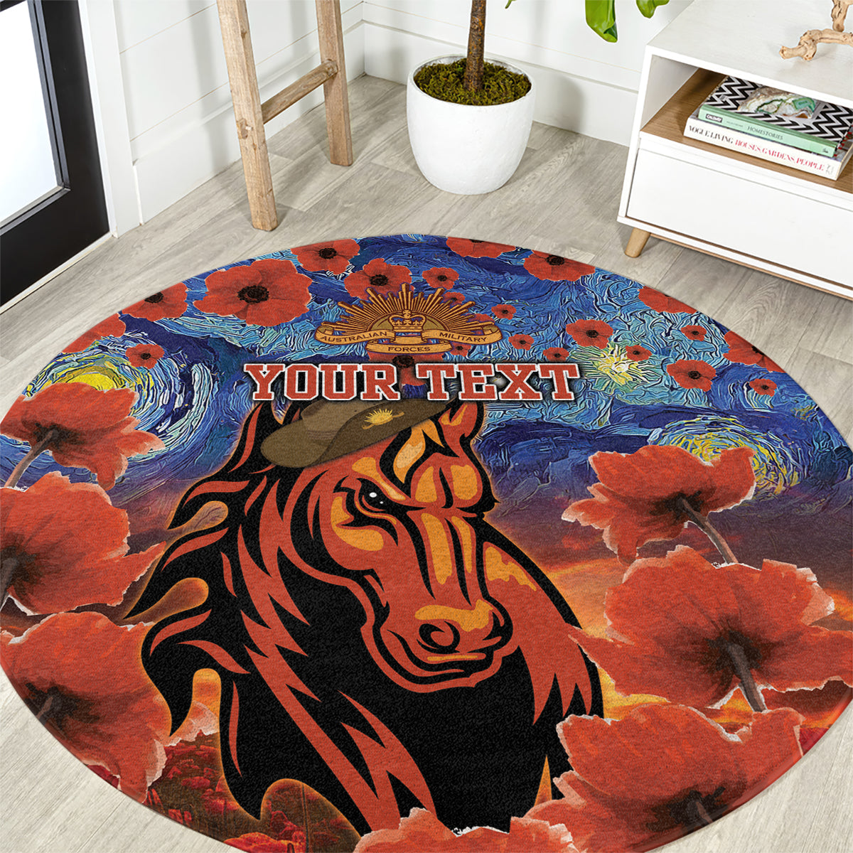 Personalised Broncos Rugby ANZAC Round Carpet Starry Night and Field of Poppies