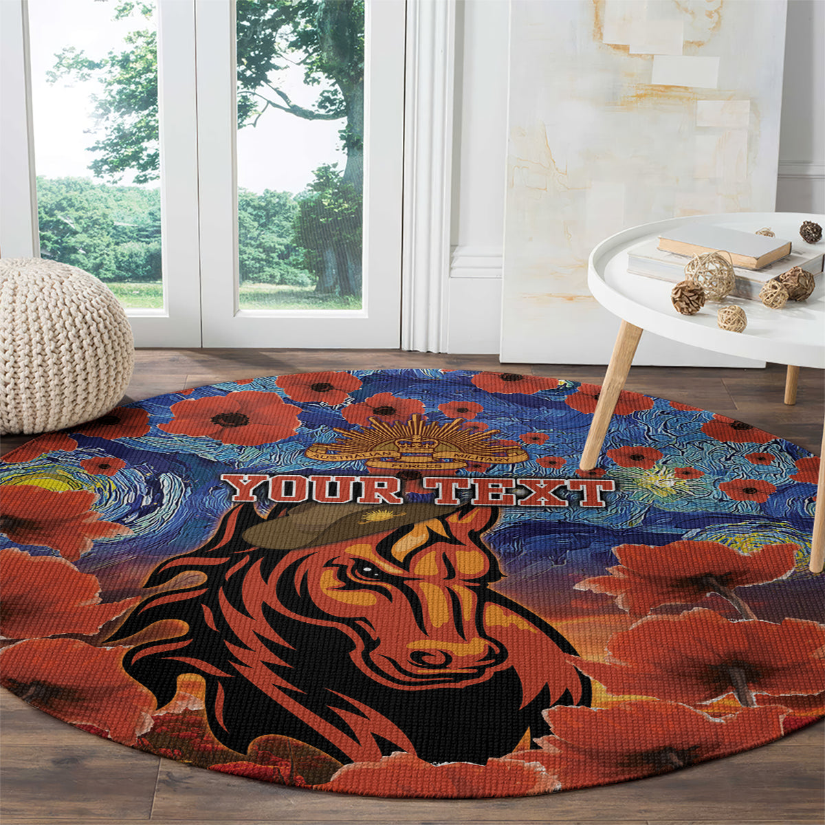 Personalised Broncos Rugby ANZAC Round Carpet Starry Night and Field of Poppies